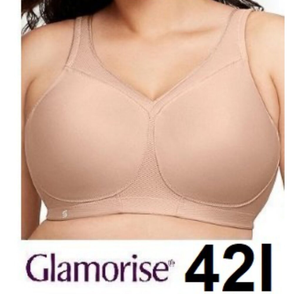 Glamorise MagicLift Seamless Sports Bra Wireless Nude Size 42I
